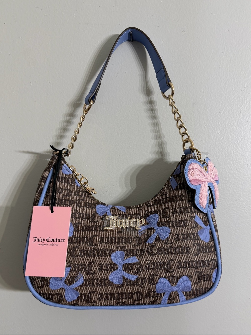 Juicy Couture Simply Sweet Coho Bow Monogram Shoulder Bag